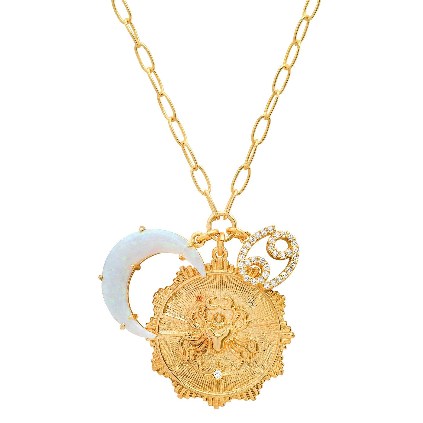 TAI JEWELRY | Opal Crescent Zodiac Charm Pendant Necklace | Necklace |