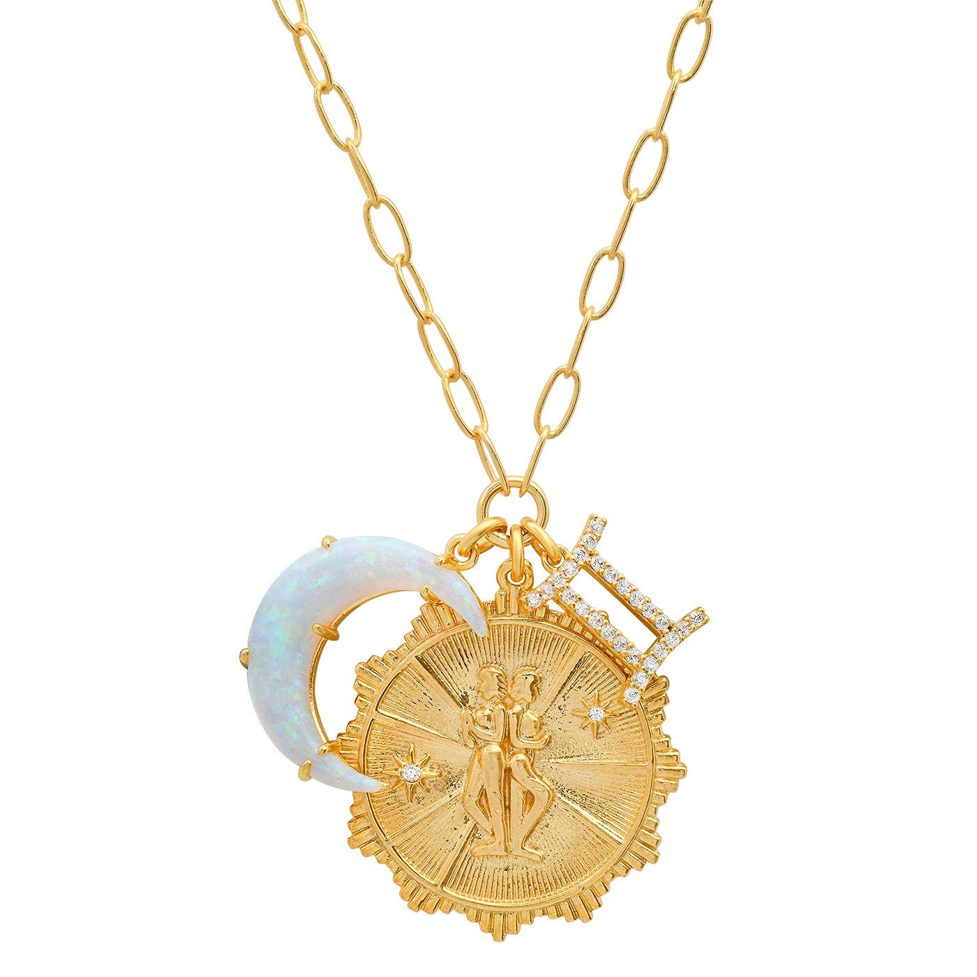 TAI JEWELRY | Opal Crescent Zodiac Charm Pendant Necklace | Necklace |