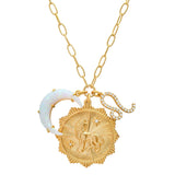 TAI JEWELRY | Opal Crescent Zodiac Charm Pendant Necklace | Necklace |