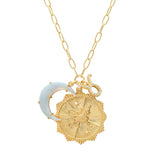 TAI JEWELRY | Opal Crescent Zodiac Charm Pendant Necklace | Necklace |
