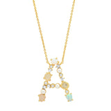 TAI JEWELRY | Opal Stone Monogram Necklace | Necklace |
