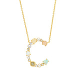 TAI JEWELRY | Opal Stone Monogram Necklace | Necklace |