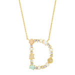 TAI JEWELRY | Opal Stone Monogram Necklace | Necklace |