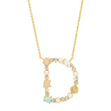TAI JEWELRY | Opal Stone Monogram Necklace | Necklace |