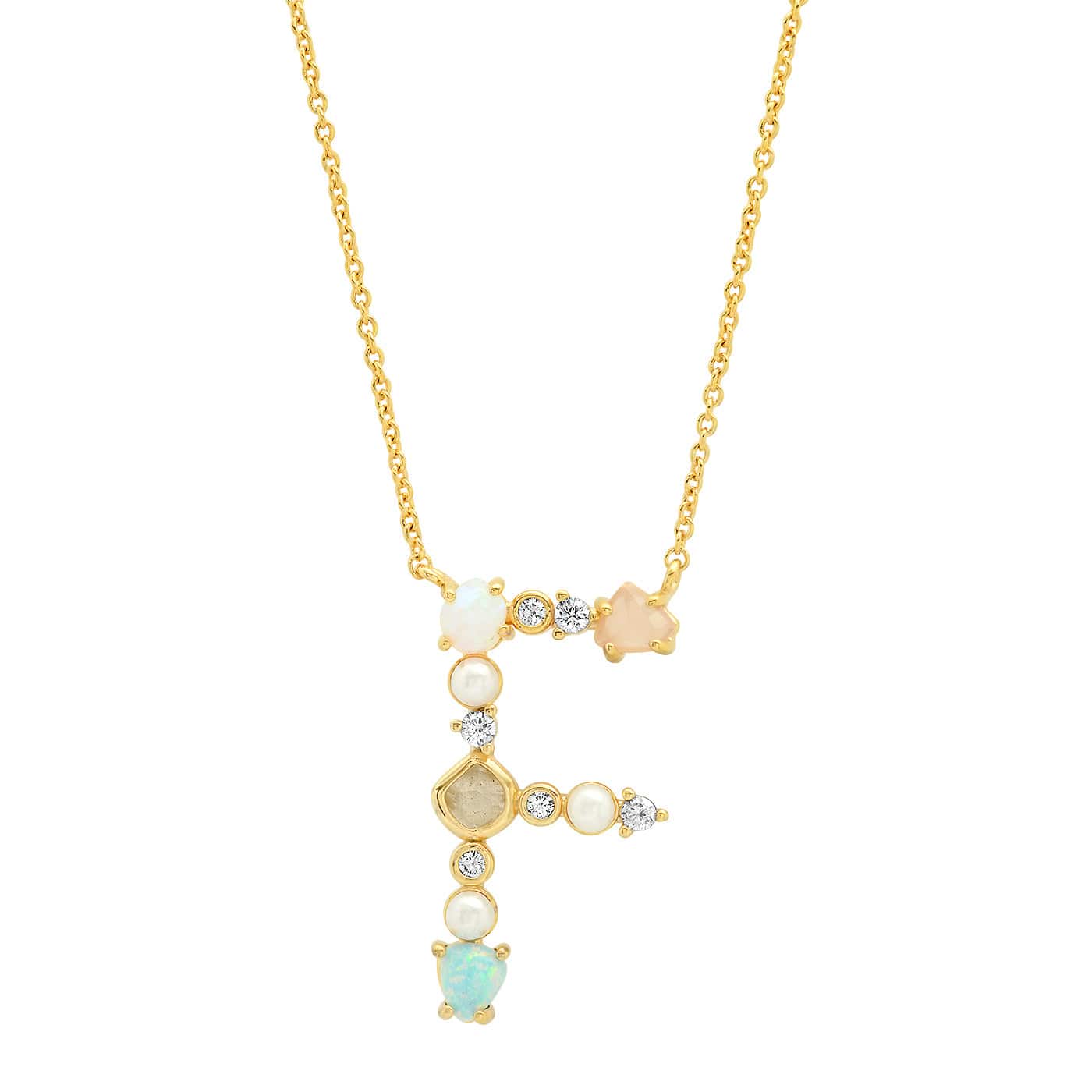 TAI JEWELRY | Opal Stone Monogram Necklace | Necklace |