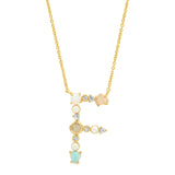 TAI JEWELRY Necklace F Opal Stone Monogram Necklace