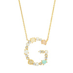TAI JEWELRY | Opal Stone Monogram Necklace | Necklace |