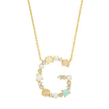 TAI JEWELRY | Opal Stone Monogram Necklace | Necklace |
