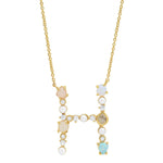 TAI JEWELRY | Opal Stone Monogram Necklace | Necklace |