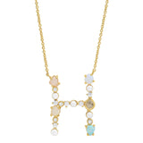 TAI JEWELRY | Opal Stone Monogram Necklace | Necklace |