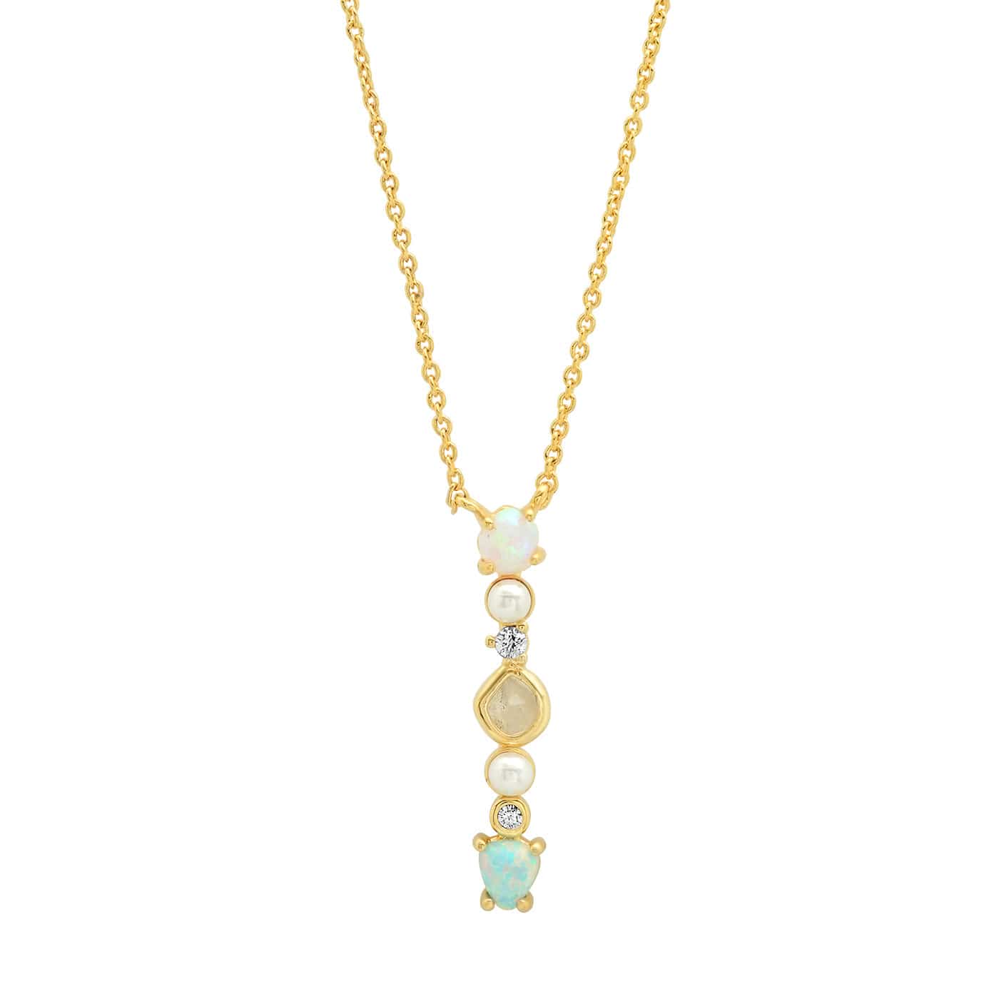 TAI JEWELRY | Opal Stone Monogram Necklace | Necklace |