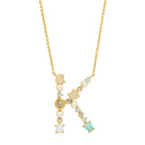 TAI JEWELRY | Opal Stone Monogram Necklace | Necklace |