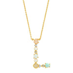 TAI JEWELRY | Opal Stone Monogram Necklace | Necklace |