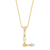 TAI JEWELRY | Opal Stone Monogram Necklace | Necklace |