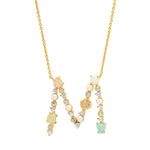 TAI JEWELRY | Opal Stone Monogram Necklace | Necklace |