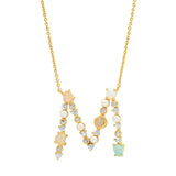 TAI JEWELRY | Opal Stone Monogram Necklace | Necklace |