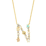 TAI JEWELRY | Opal Stone Monogram Necklace | Necklace |