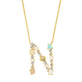 TAI JEWELRY | Opal Stone Monogram Necklace | Necklace |
