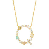 TAI JEWELRY | Opal Stone Monogram Necklace | Necklace |