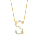 TAI JEWELRY | Opal Stone Monogram Necklace | Necklace |