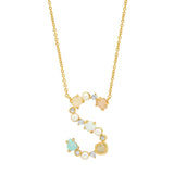 TAI JEWELRY | Opal Stone Monogram Necklace | Necklace |
