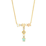 TAI JEWELRY | Opal Stone Monogram Necklace | Necklace |