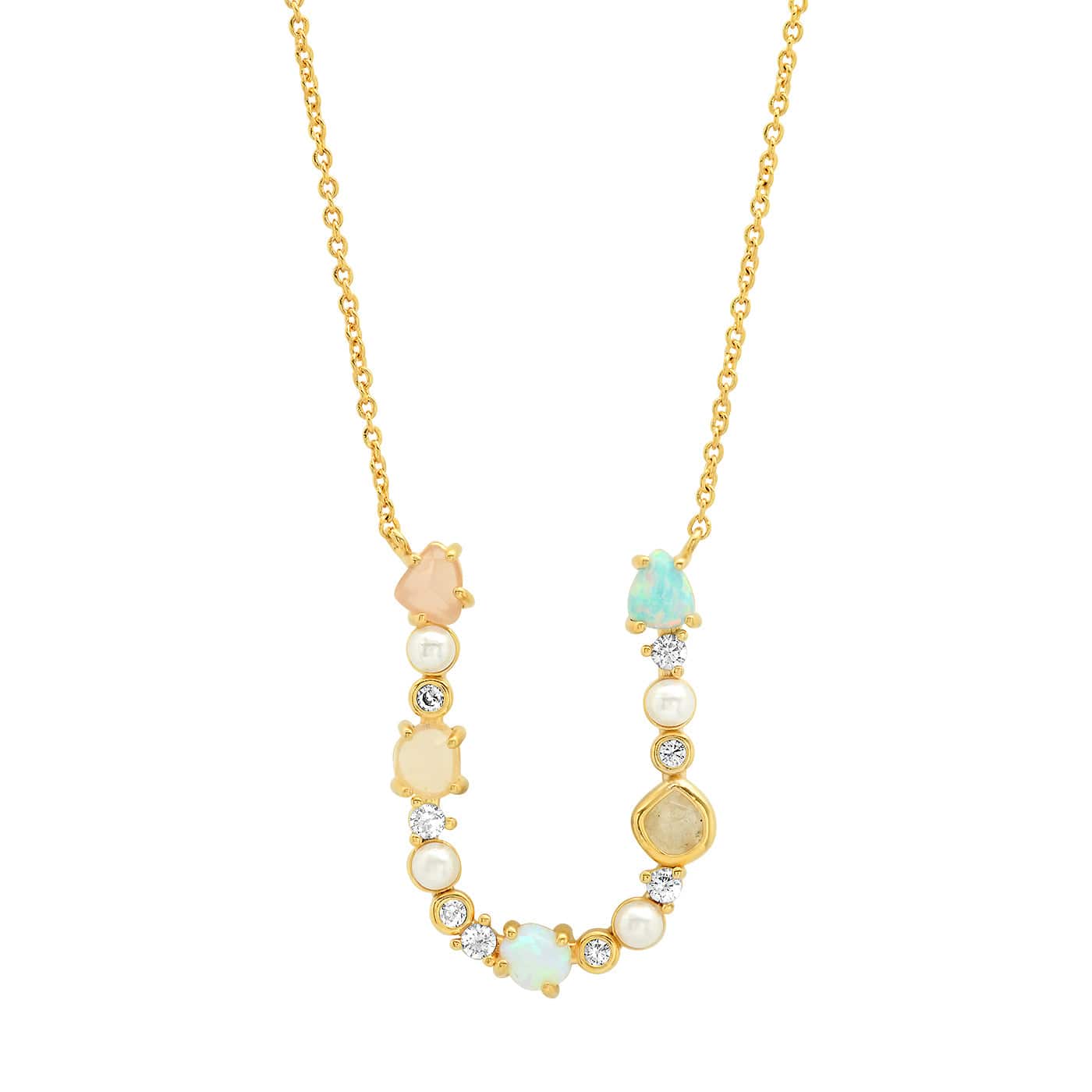 TAI JEWELRY | Opal Stone Monogram Necklace | Necklace |