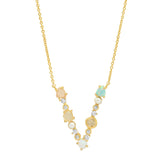 TAI JEWELRY | Opal Stone Monogram Necklace | Necklace |