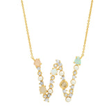 TAI JEWELRY Necklace W Opal Stone Monogram Necklace