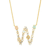 TAI JEWELRY | Opal Stone Monogram Necklace | Necklace |