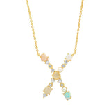 TAI JEWELRY Necklace X Opal Stone Monogram Necklace