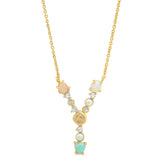TAI JEWELRY | Opal Stone Monogram Necklace | Necklace |