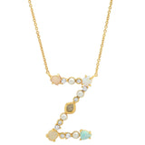 TAI JEWELRY | Opal Stone Monogram Necklace | Necklace |