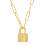 TAI JEWELRY | Oval Chain Link With Lock Pendant | Necklace |