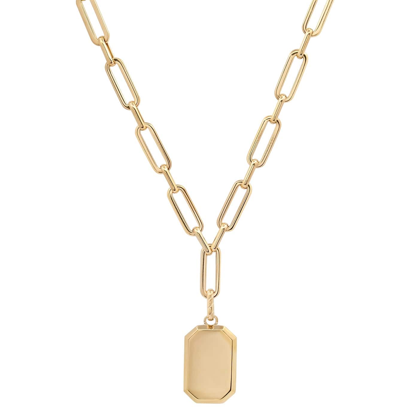 TAI JEWELRY | Paperclip Chain with Tag Pendant | Necklace |
