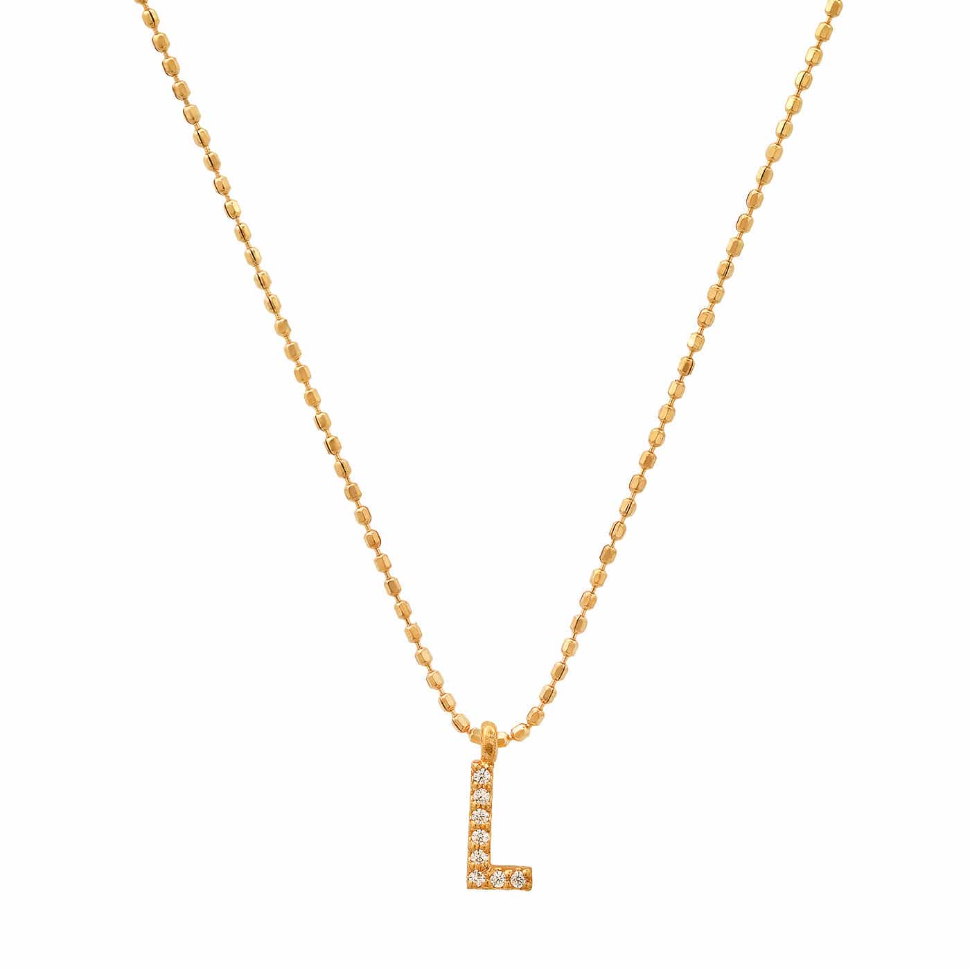 TAI JEWELRY Necklace L Pave Initial Ball Chain Necklace