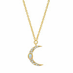 TAI JEWELRY | Pave Moon Pendant With Opal Accent | Necklace |