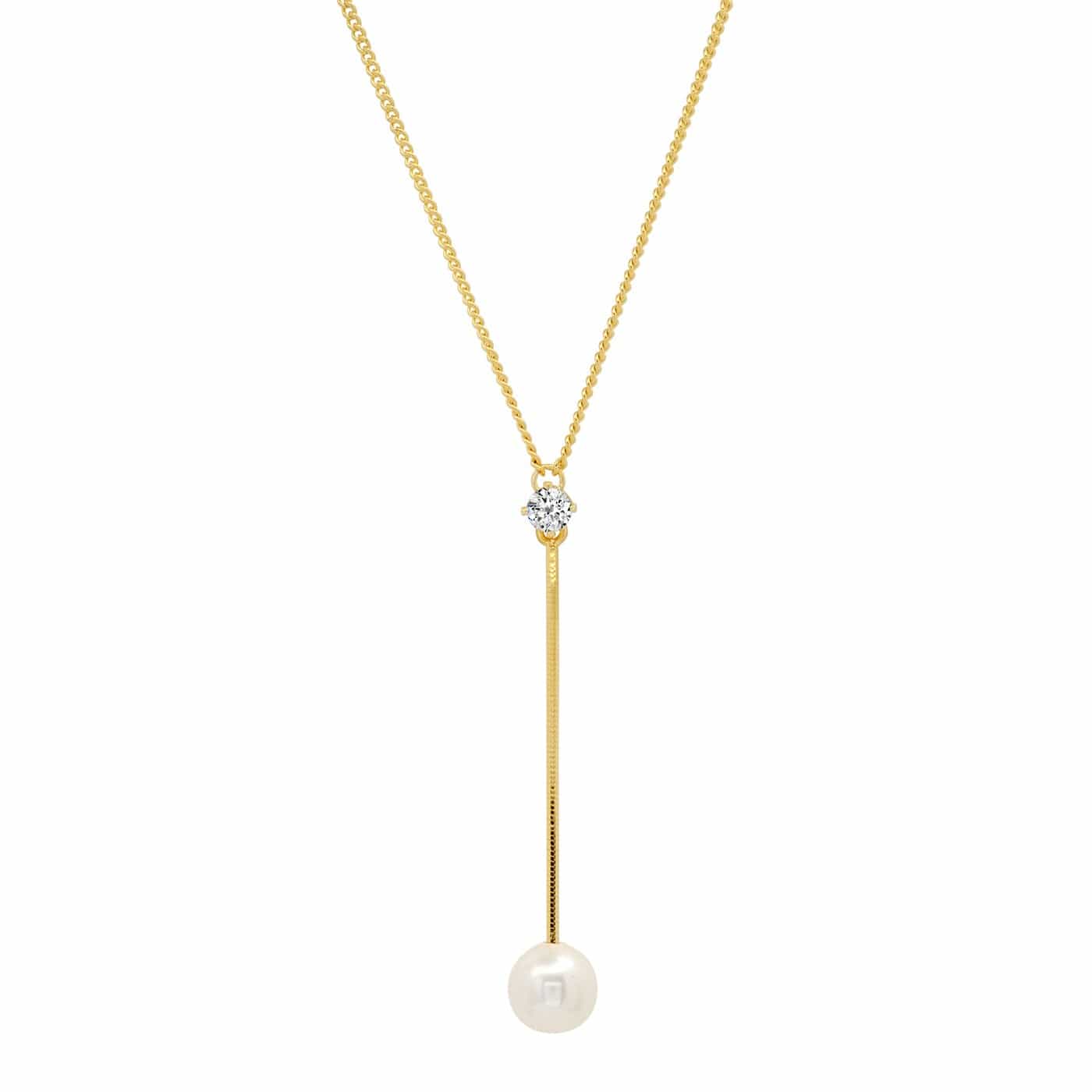 TAI JEWELRY Necklace Pearl and CZ Chain Y-Necklace