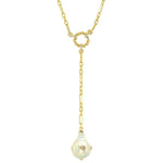 TAI JEWELRY Necklace Pearl And Cz Gold Drop Necklace