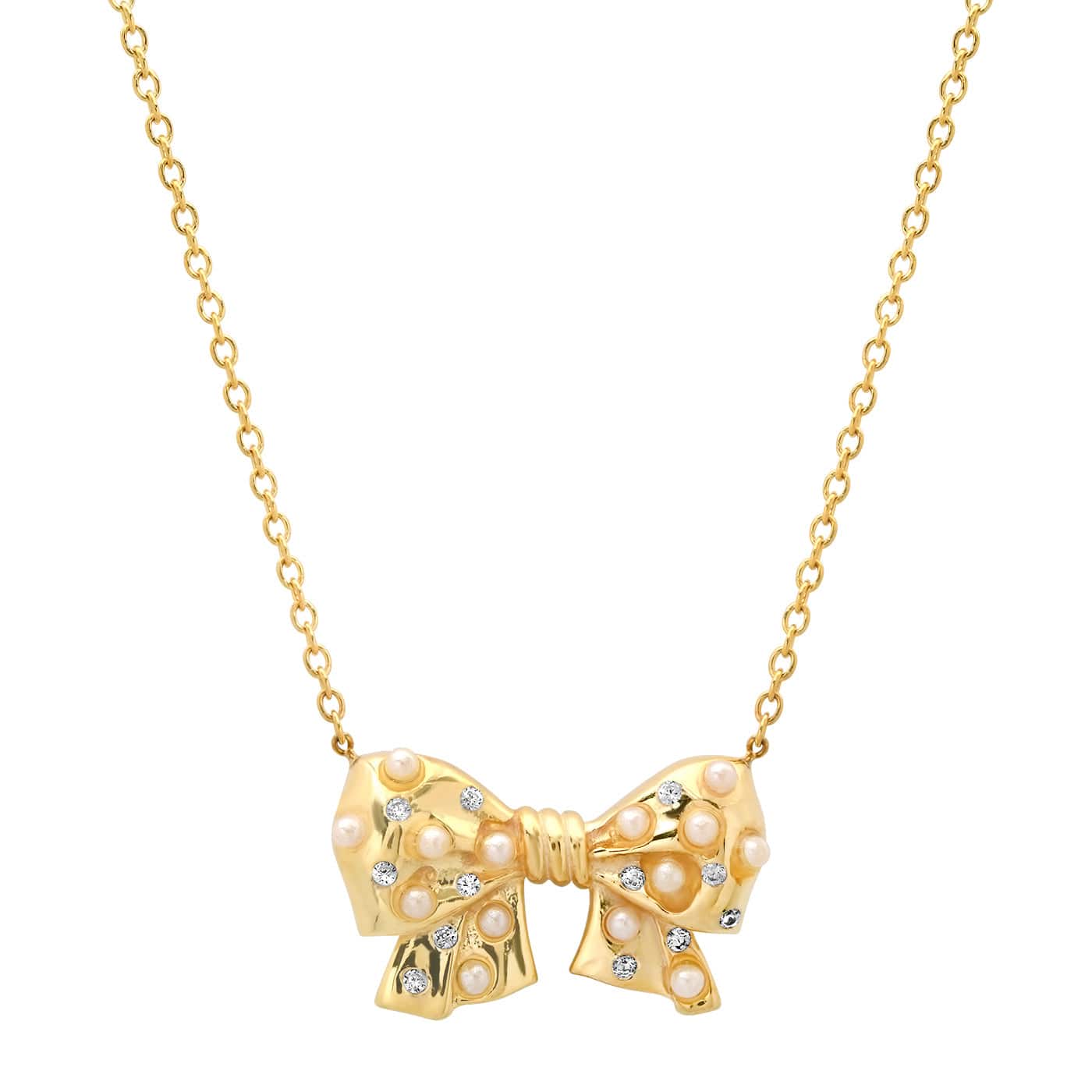 TAI JEWELRY | Pearl-Embellished Bow Necklace | Necklace |