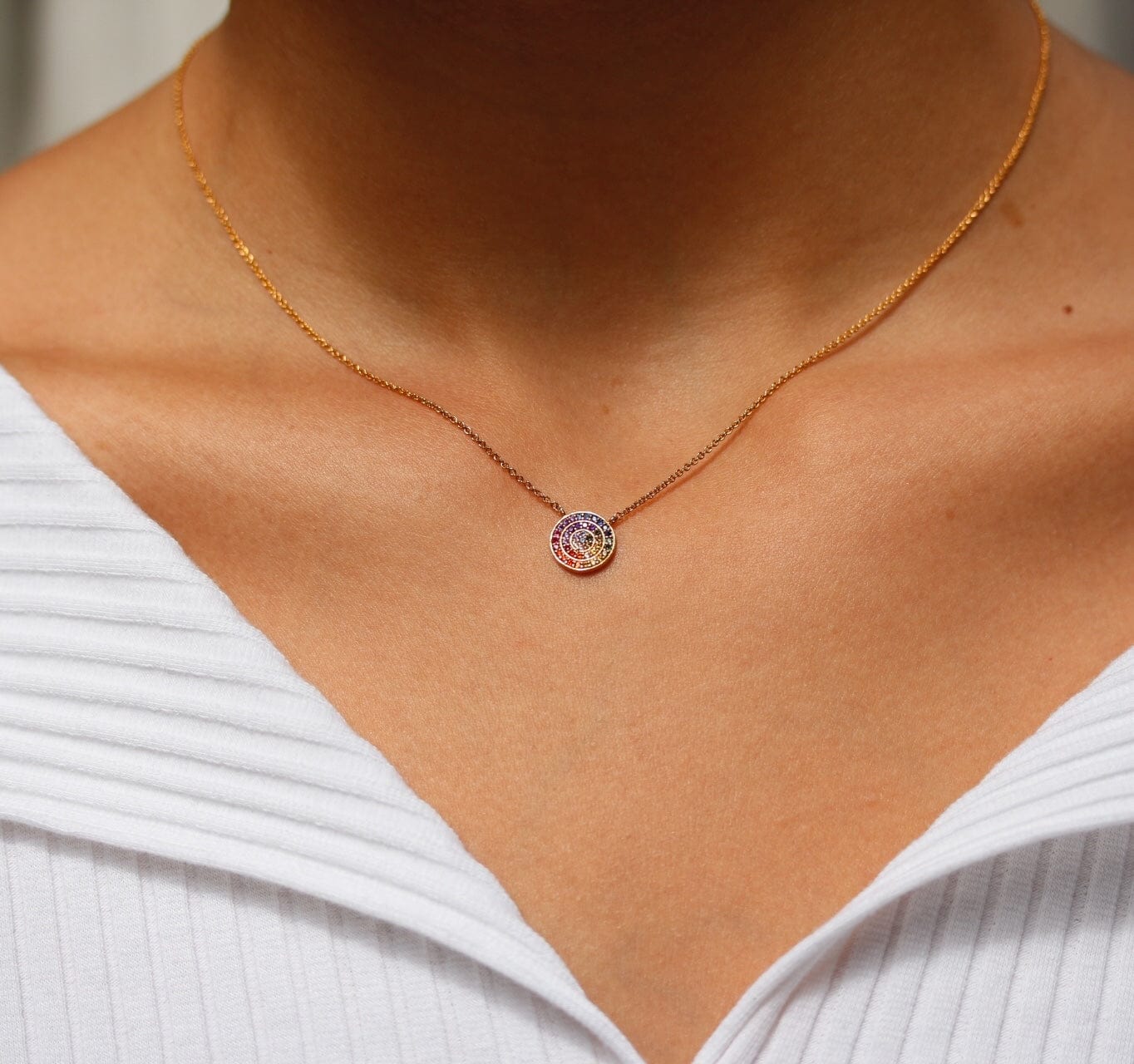 TAI JEWELRY Necklace Rainbow Small Circle Necklace