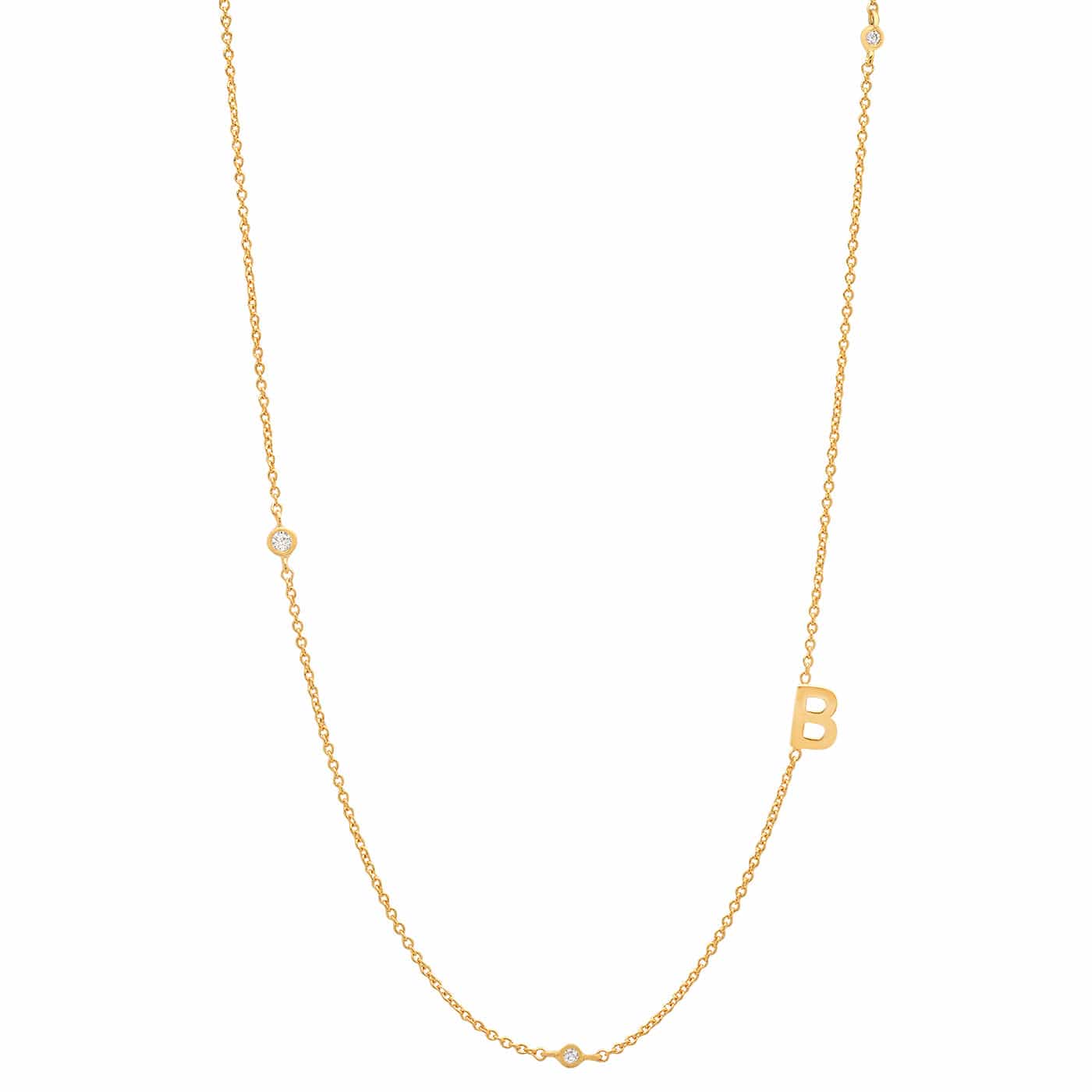 TAI JEWELRY | Sideways Initial Gold Necklace With CZ Accents | Necklace |