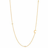 TAI JEWELRY Necklace C Sideways Initial Gold Necklace With CZ Accents