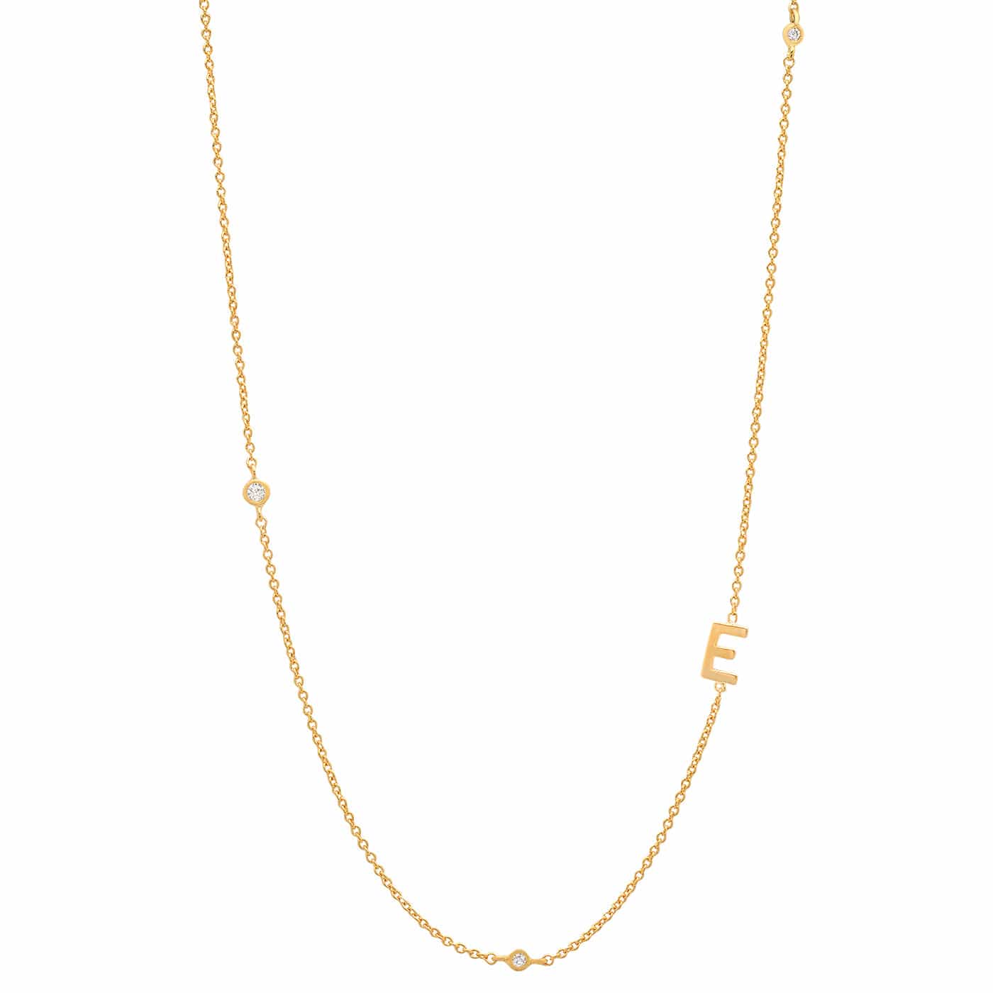 TAI JEWELRY | Sideways Initial Gold Necklace With CZ Accents | Necklace |