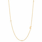 TAI JEWELRY Necklace E Sideways Initial Gold Necklace With CZ Accents