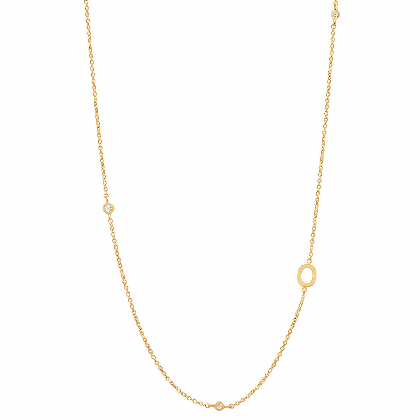 TAI JEWELRY | Sideways Initial Gold Necklace With CZ Accents | Necklace |