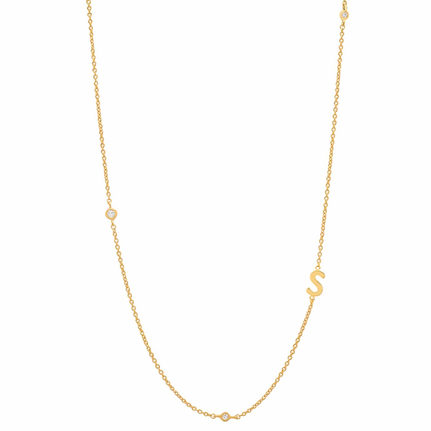 TAI JEWELRY | Sideways Initial Gold Necklace With CZ Accents | Necklace |