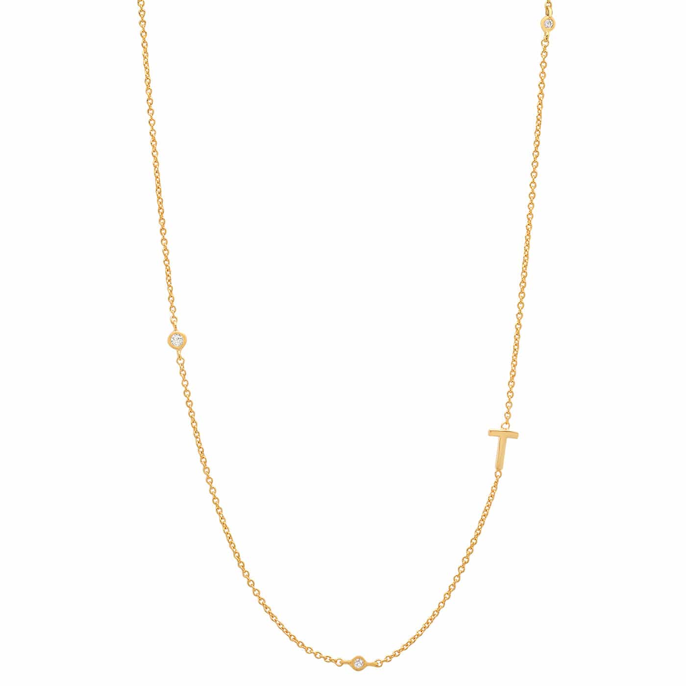 TAI JEWELRY | Sideways Initial Gold Necklace With CZ Accents | Necklace |