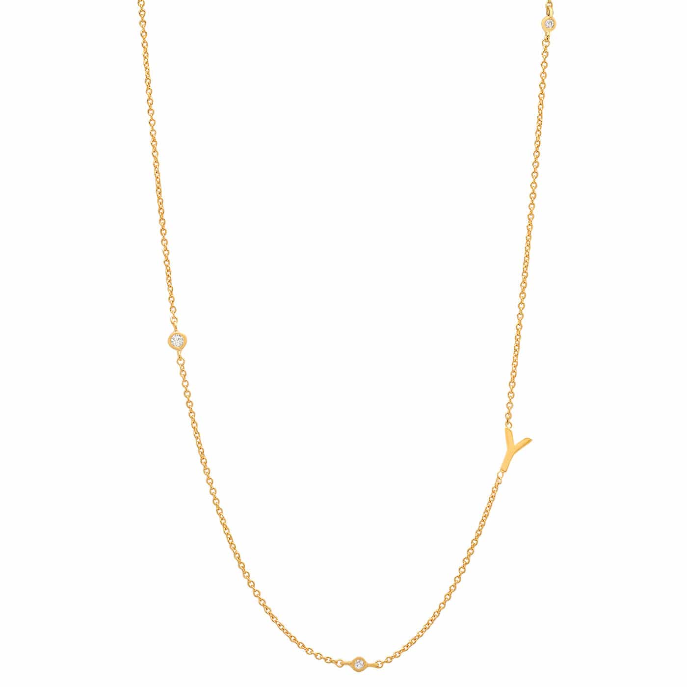 TAI JEWELRY | Sideways Initial Gold Necklace With CZ Accents | Necklace |