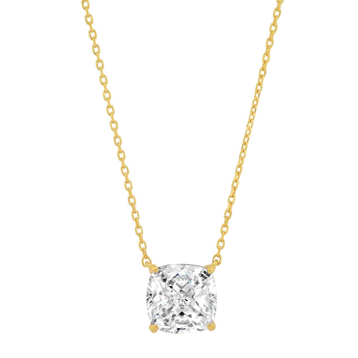TAI JEWELRY Necklace Gold Vermeil Simple Chain Necklace With Cushion Cut CZ